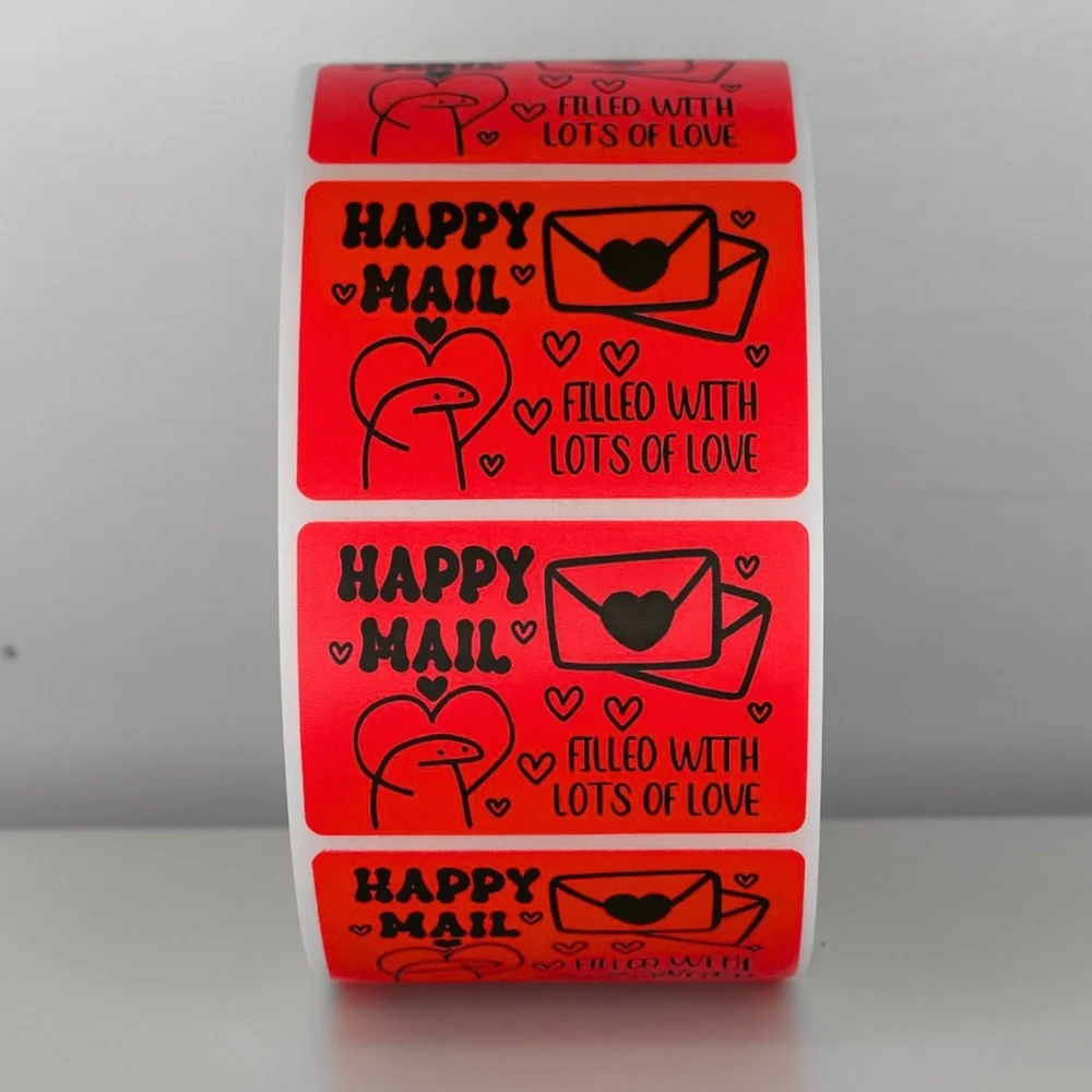 Happy Mail Stickers Filled With Love | Mint Cute Packaging Labels Heart
